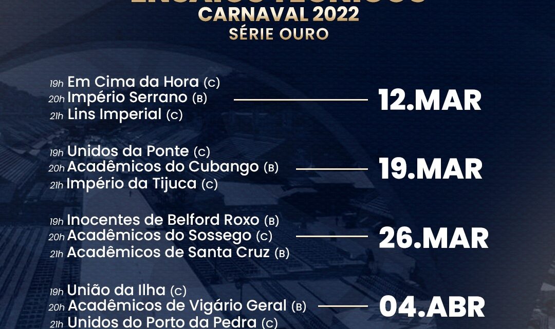 Confirmado! Série Ouro fará ensaios técnicos no Sambódromo