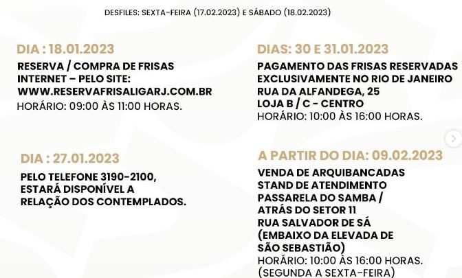 Venda de ingressos de frisas para o desfile da Série Ouro de 2023 começa no dia 18