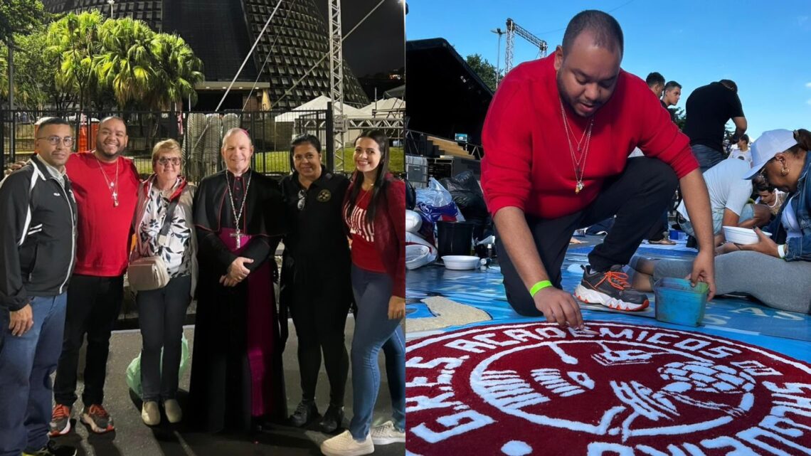 Salgueiro participa da confecção de tapetes de sal para procissão de Corpus Christi no Centro do Rio Salgueiro participa da confecção de tapetes de sal para procissão de Corpus Christi no Centro do Rio